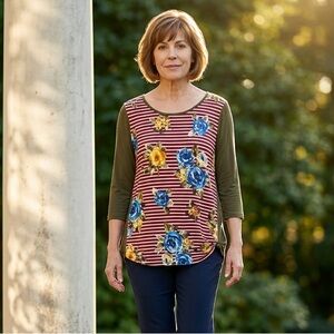 EUC - Paisley Grace Women’s 3/4 Sleeve Top - Size XL